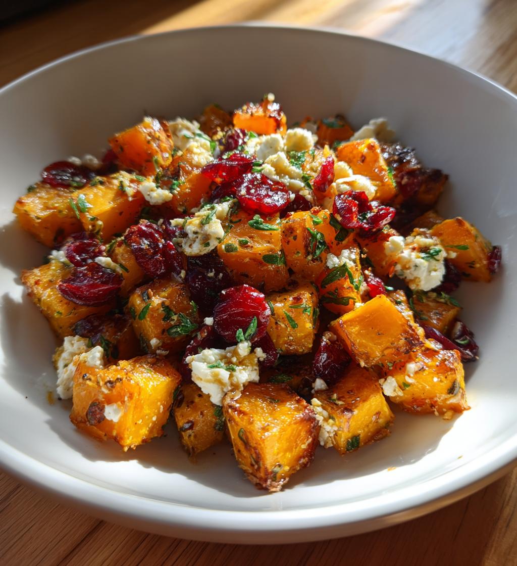roasted butternut squash with cranberries and feta - detail 1