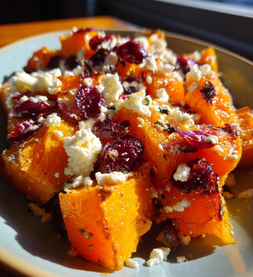 roasted butternut squash with cranberries and feta - detail 1