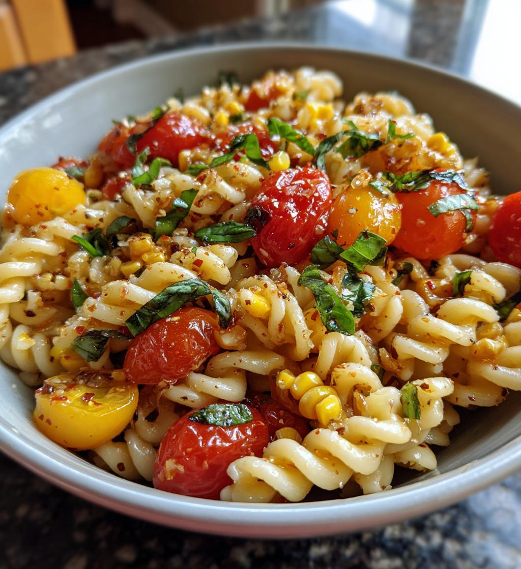 roasted corn and tomato pasta salad - detail 1