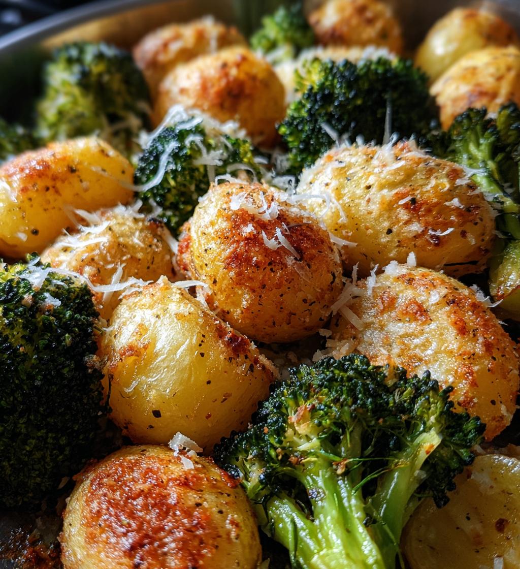 roasted parmesan potatoes and broccoli - detail 1
