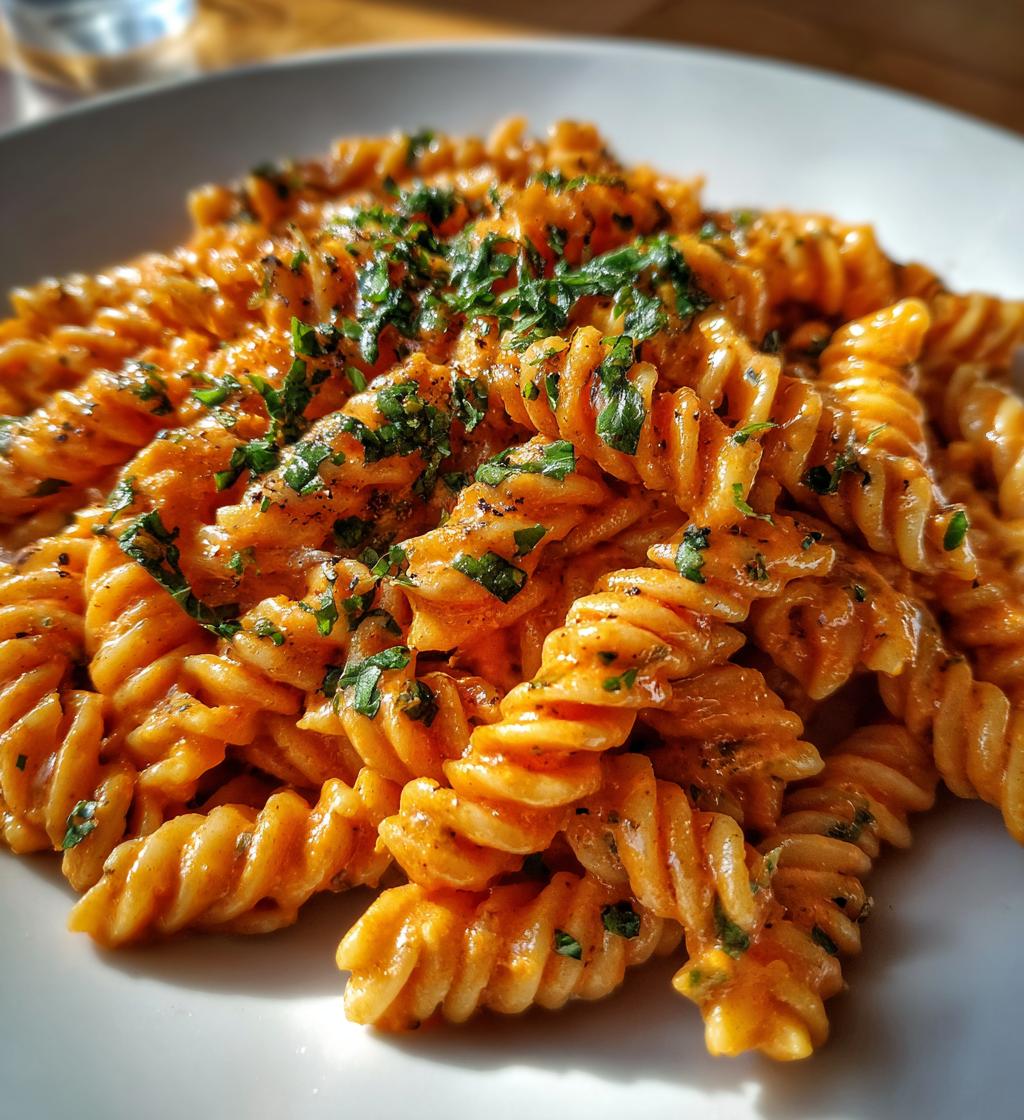 roasted red pepper pasta - detail 1