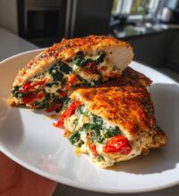 roasted red pepper spinach mozzarella stuffed chicken