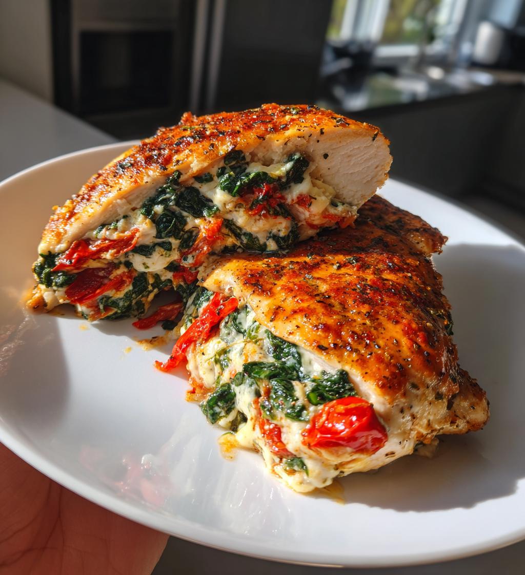 roasted red pepper spinach mozzarella stuffed chicken
