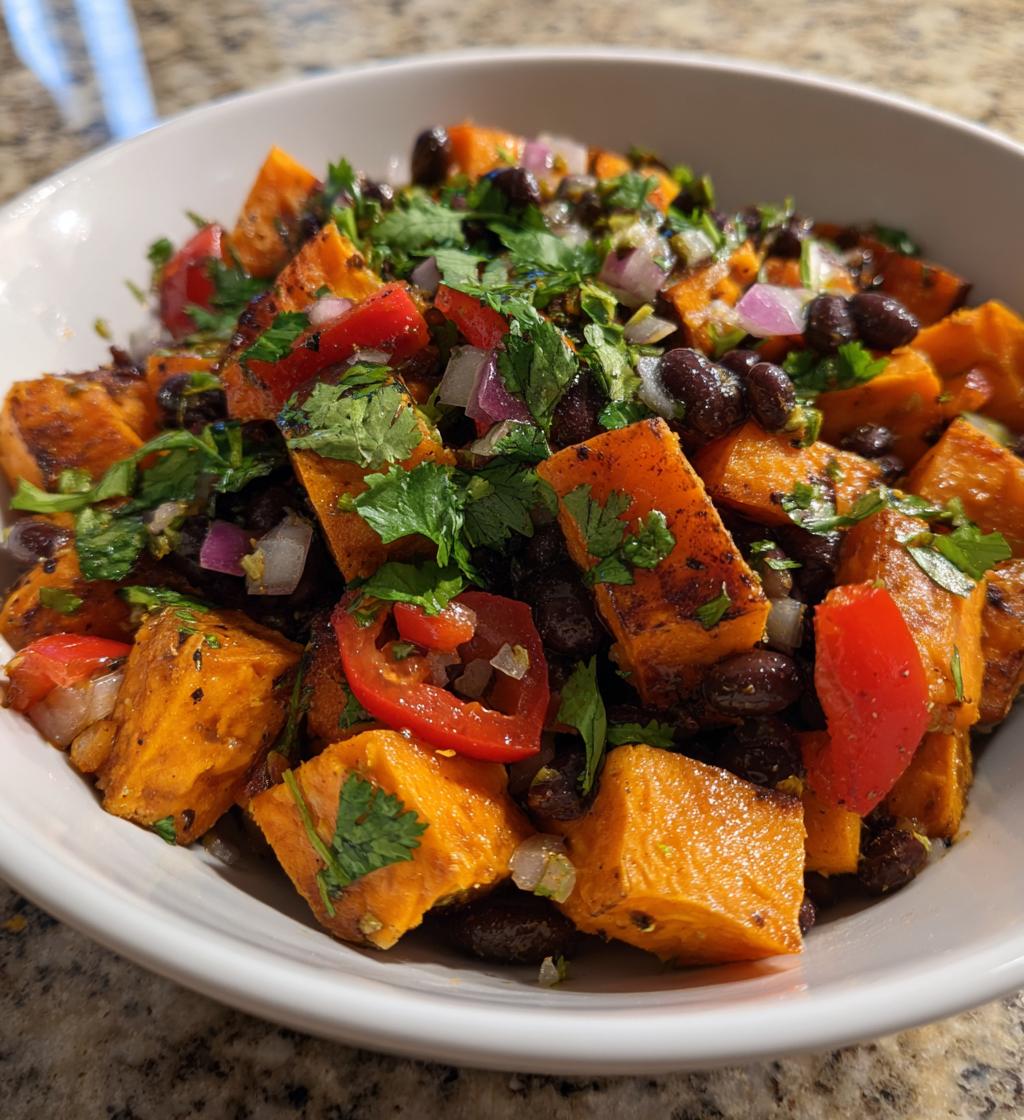 roasted sweet potato black bean salad - detail 1