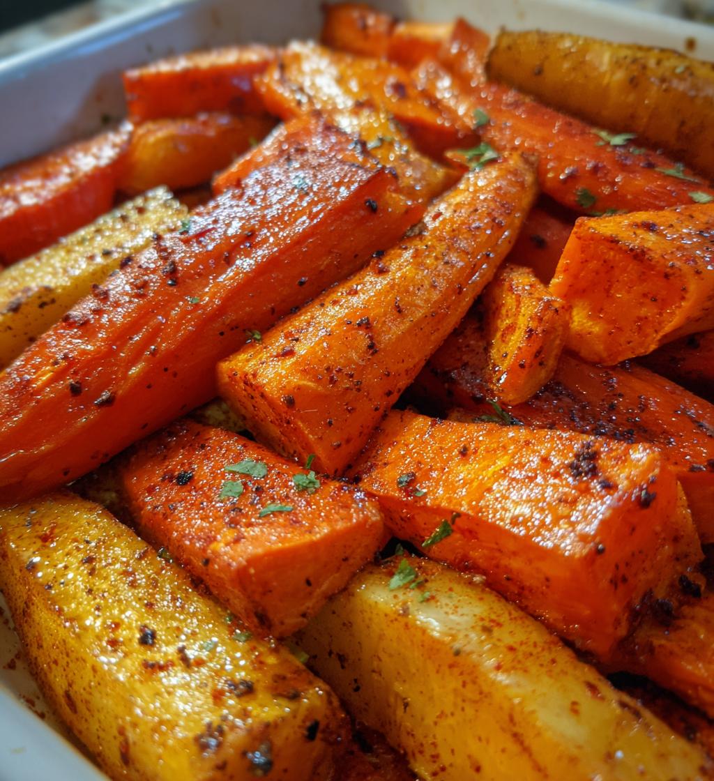 roasted sweet potatoes and carrots - detail 1
