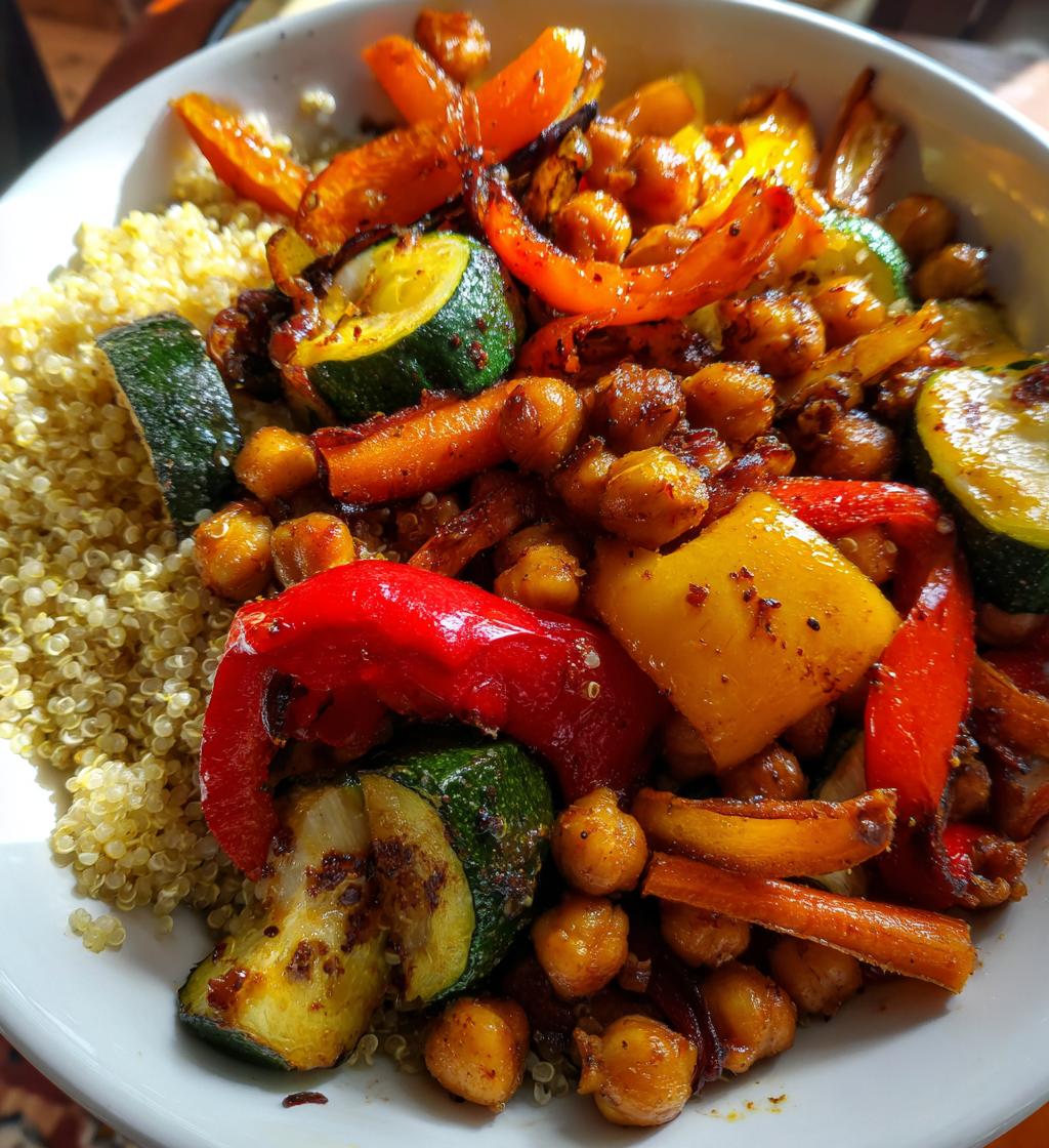 roasted veggie chickpea bowls