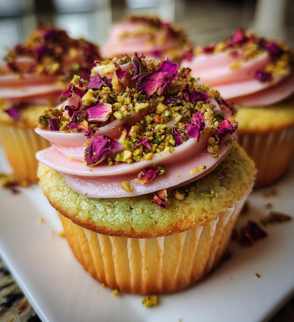 rose and pistachio cupcakes - detail 1