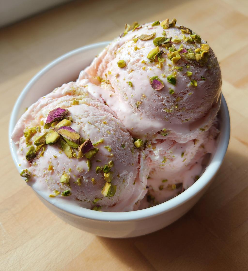 rose pistachio cheesecake ice cream - detail 1