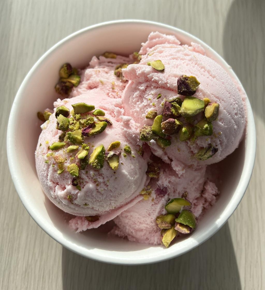 rose pistachio cheesecake ice cream