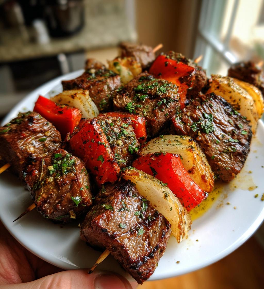 rosemary garlic steak kebabs