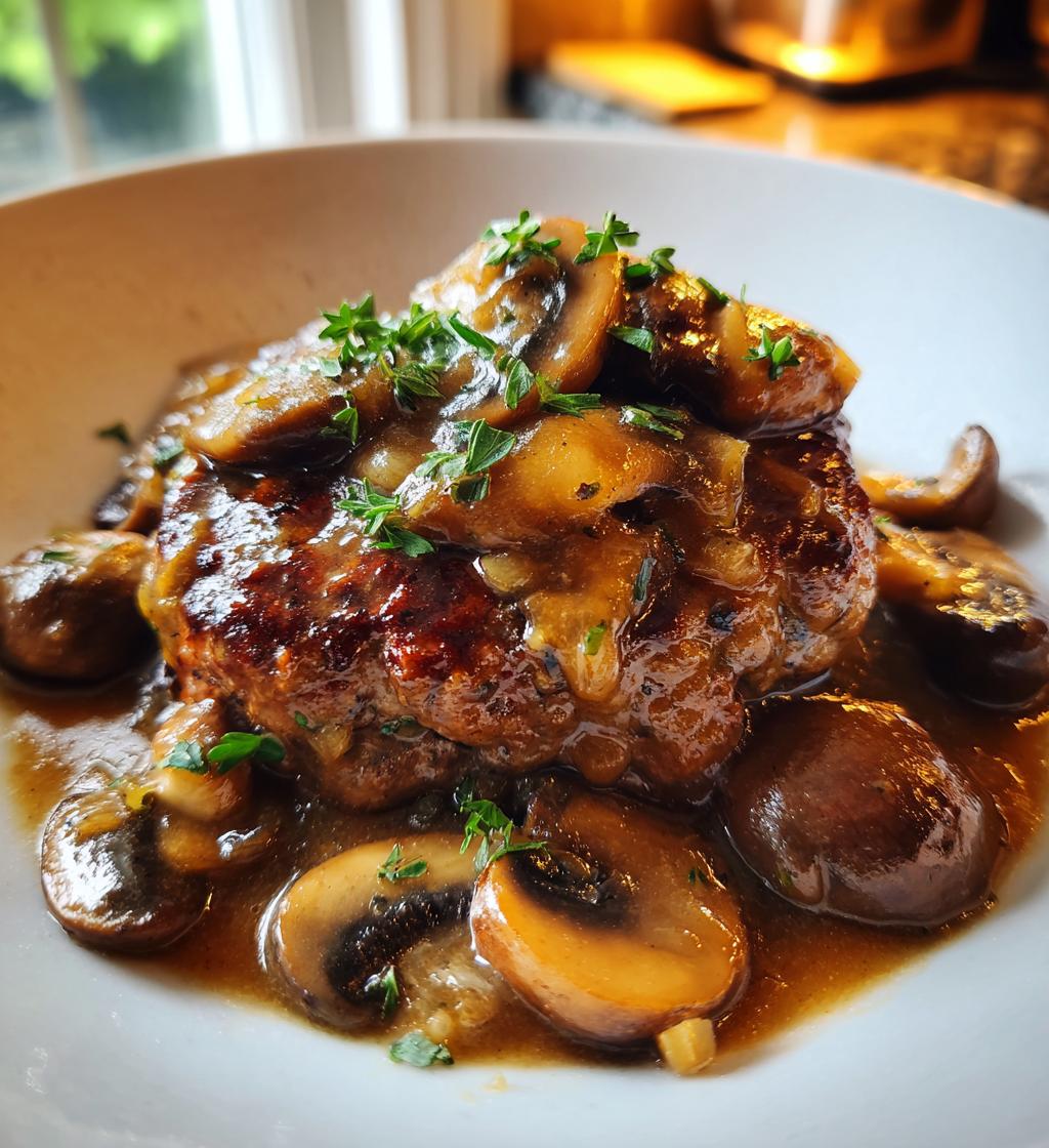salisbury steak with mushroom gravy - detail 1