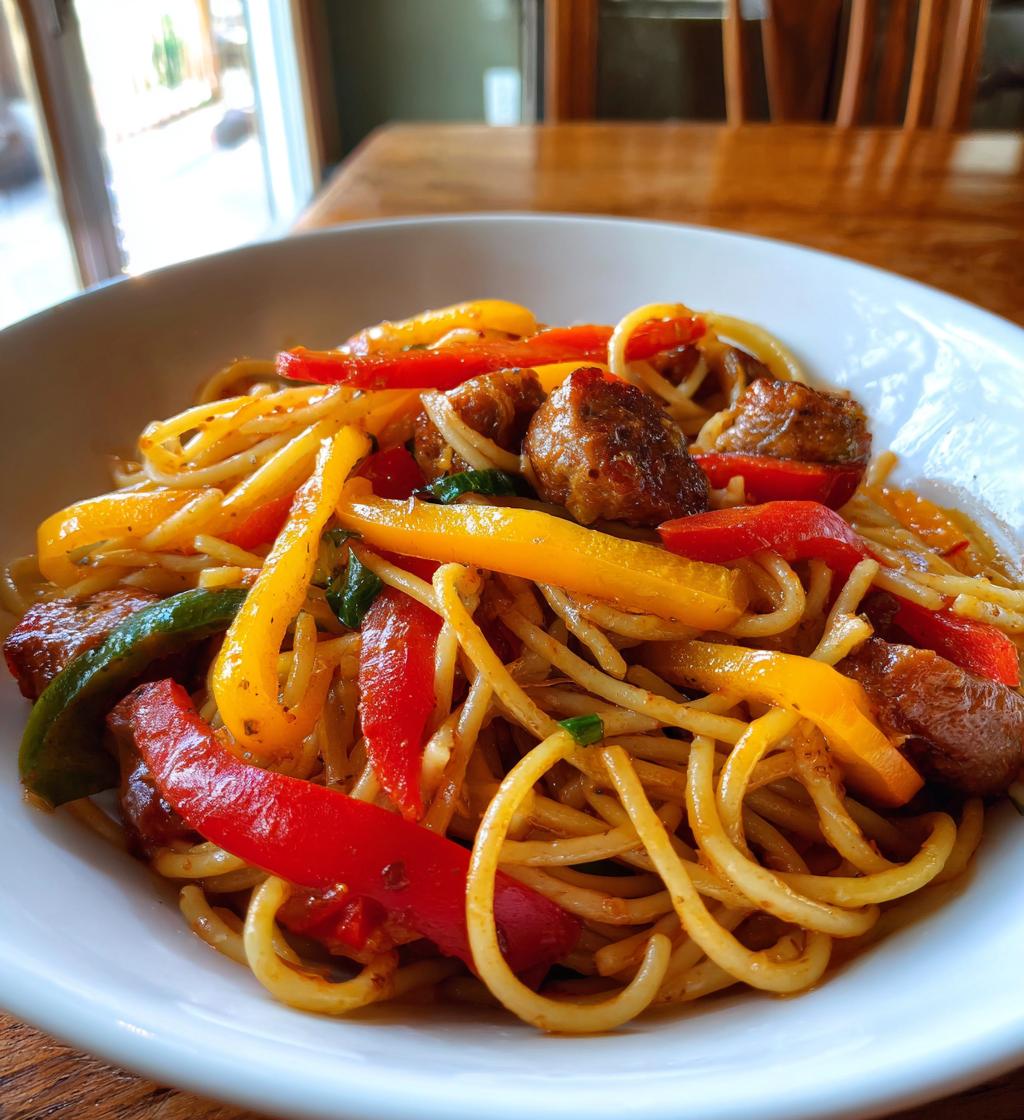 sausage and peppers pasta - detail 1