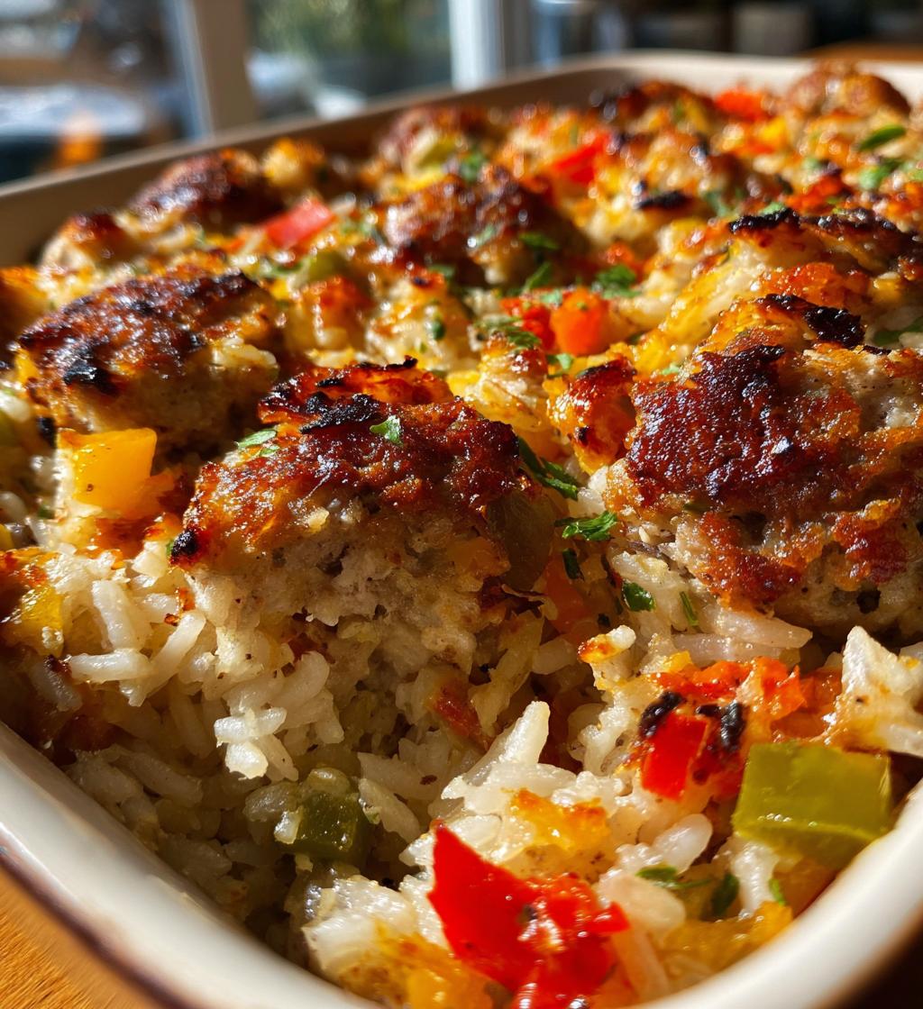 sausage and rice casserole - detail 1
