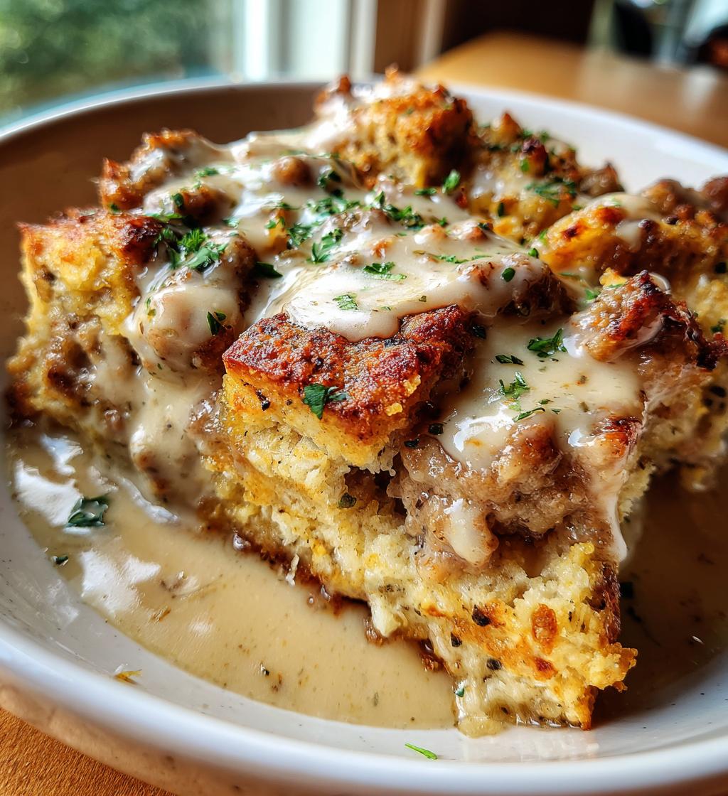 sausage loaded biscuit gravy bake