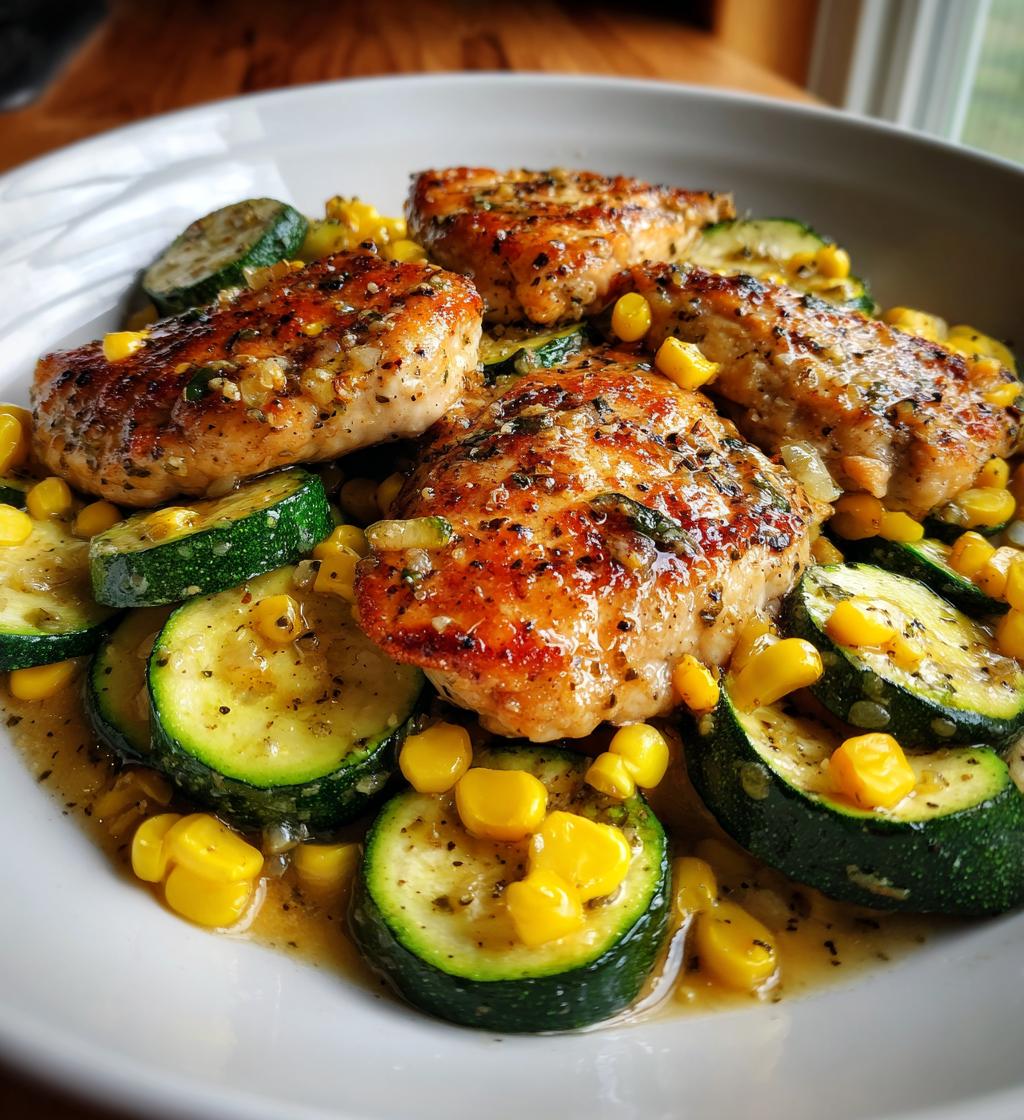 savory garlic butter chicken zucchini corn - detail 1