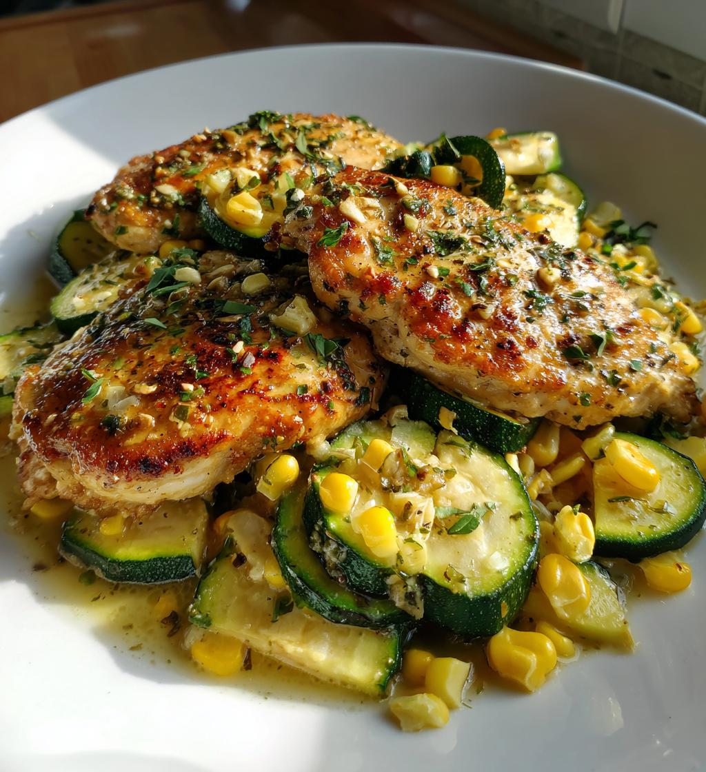 savory garlic butter chicken zucchini corn