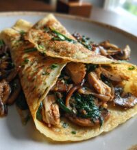 savory spinach mushroom chicken crepes