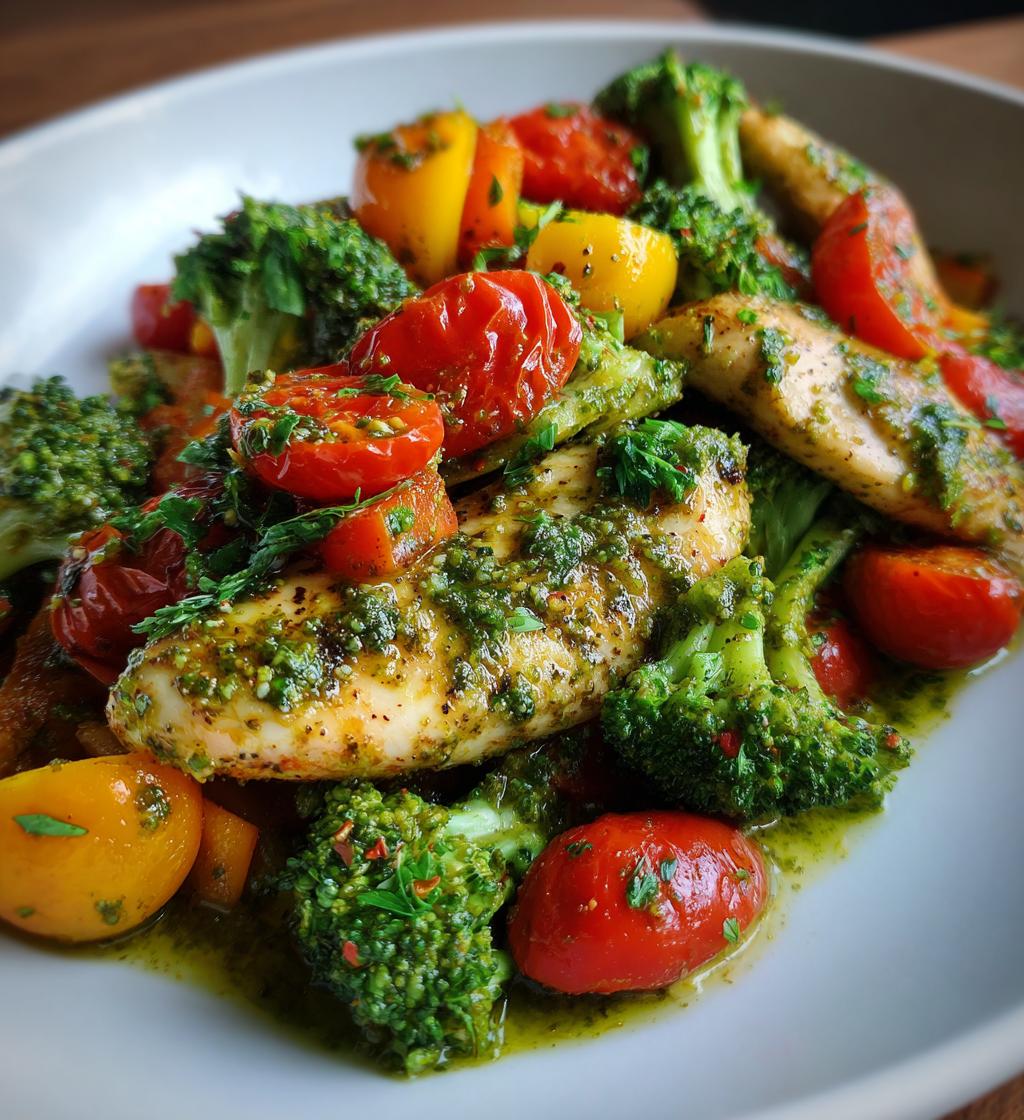 sheet pan pesto chicken and veggies - detail 1