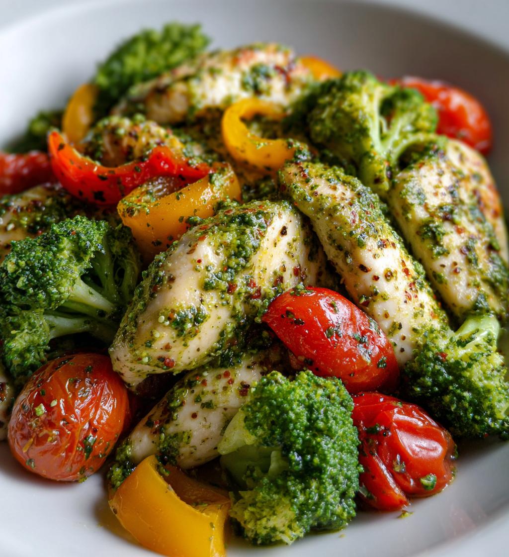 sheet pan pesto chicken and veggies