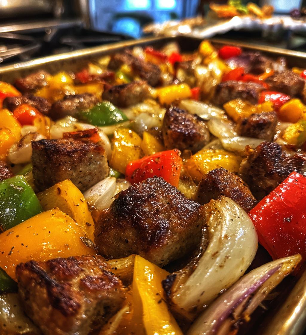 sheet pan sausage peppers and onions - detail 1