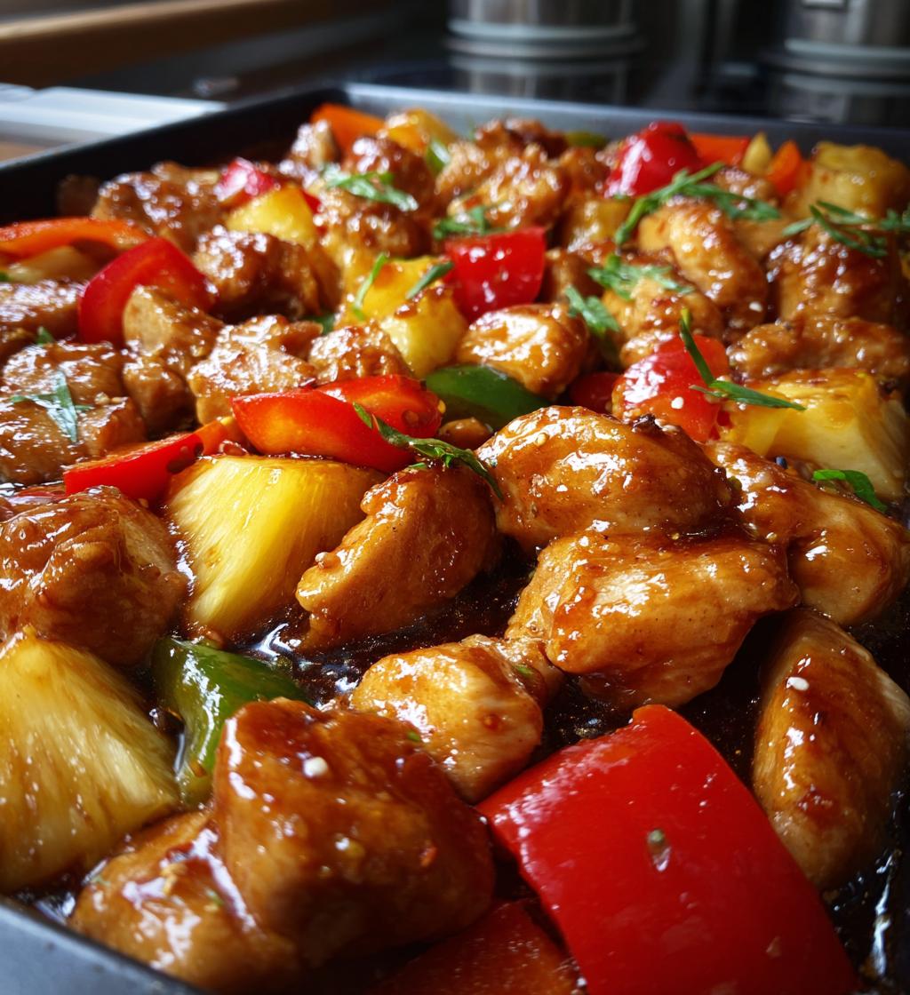 sheet pan teriyaki chicken and pineapple - detail 1