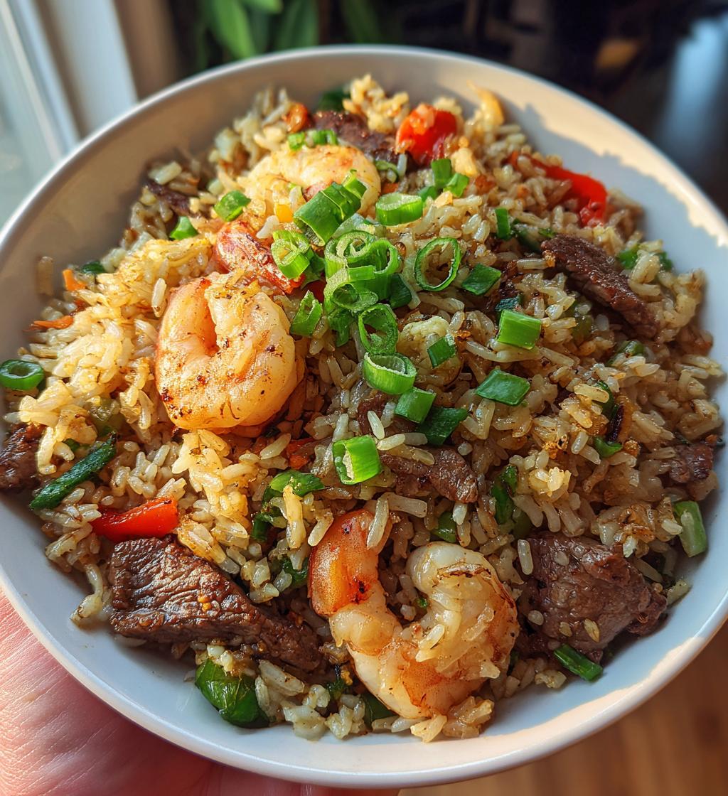 shrimp and steak fried rice - detail 1