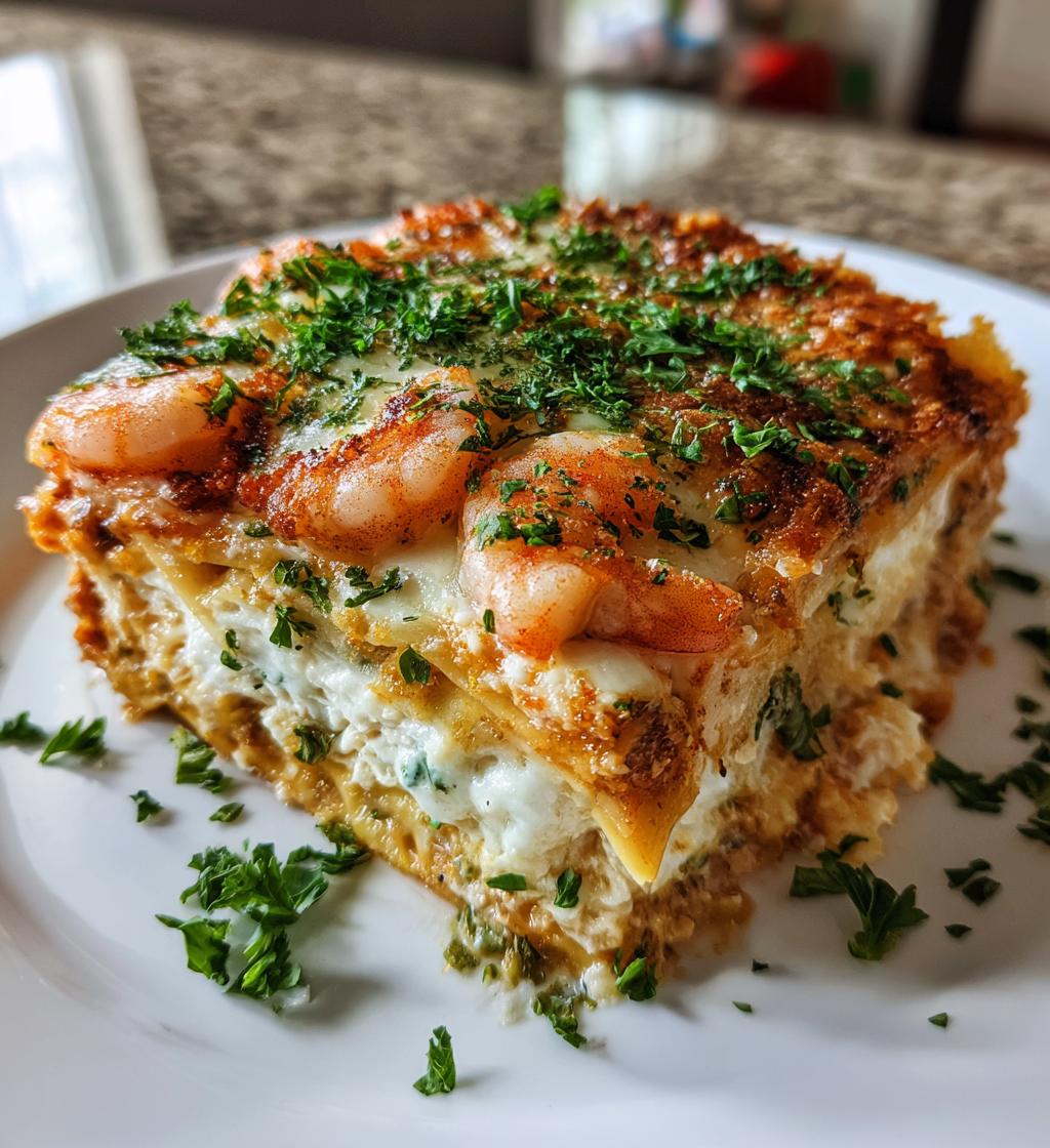 shrimp scampi lasagna - detail 1