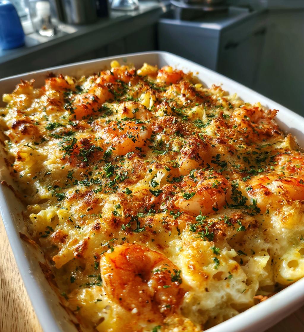 shrimp scampi pasta bake - detail 1