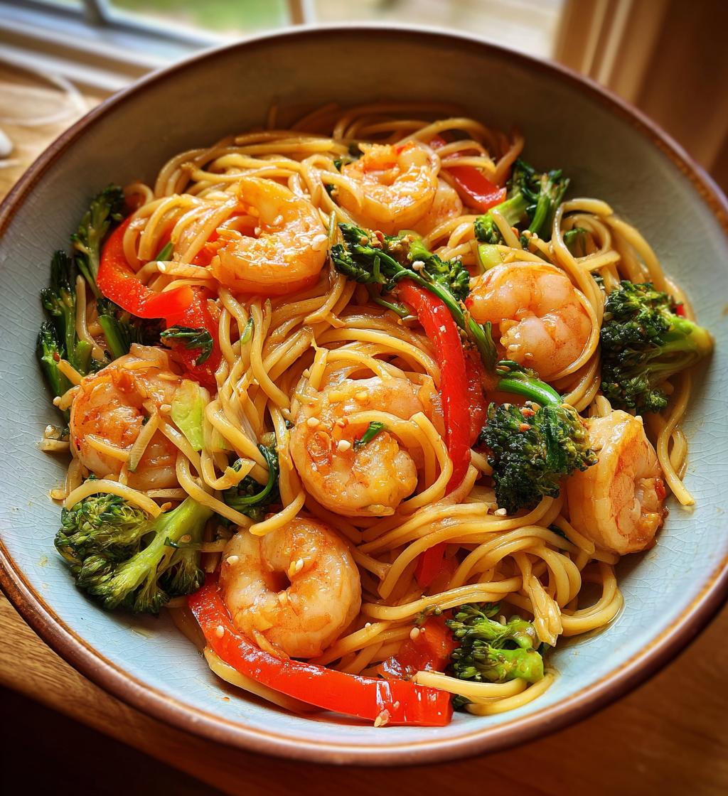 shrimp stir fry with noodles - detail 1