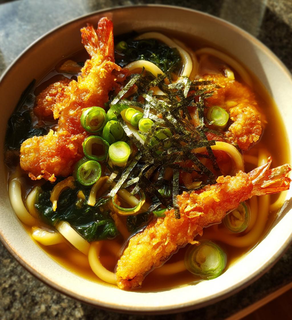 shrimp tempura udon soup - detail 1