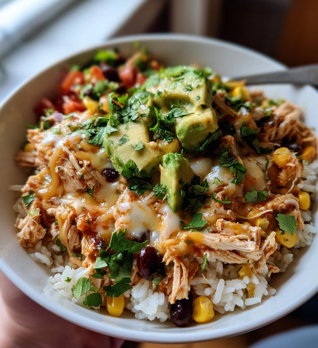 slow cooker chicken burrito bowl - detail 1