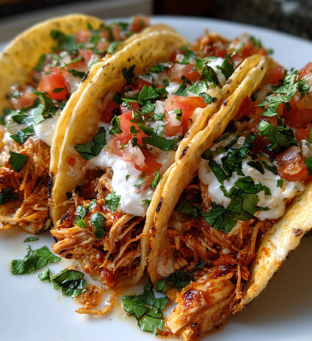 slow cooker queso chicken tacos - detail 1