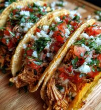 slow cooker queso chicken tacos