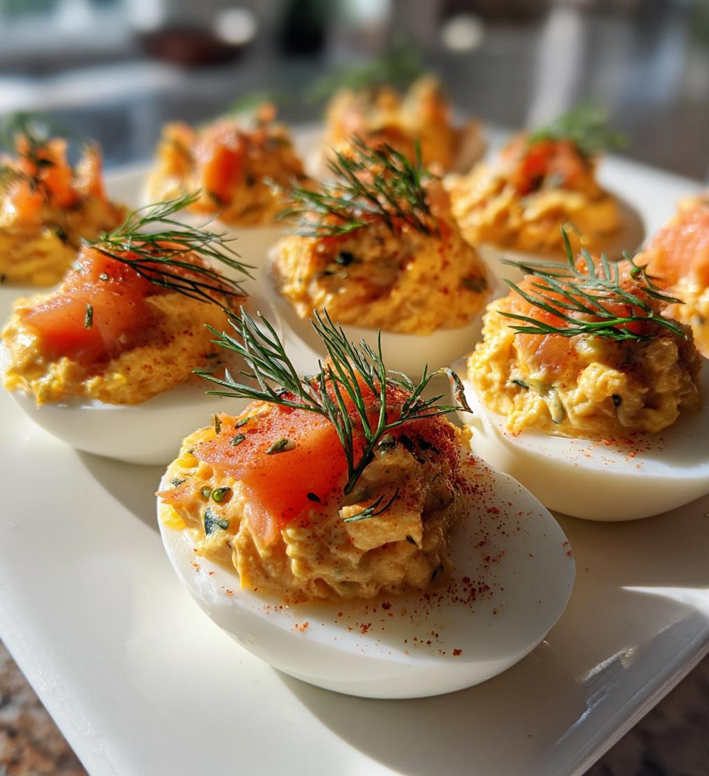 smoked salmon deviled eggs - detail 1