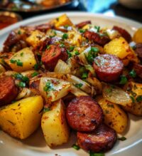 smoked sausage and potatoes skillet