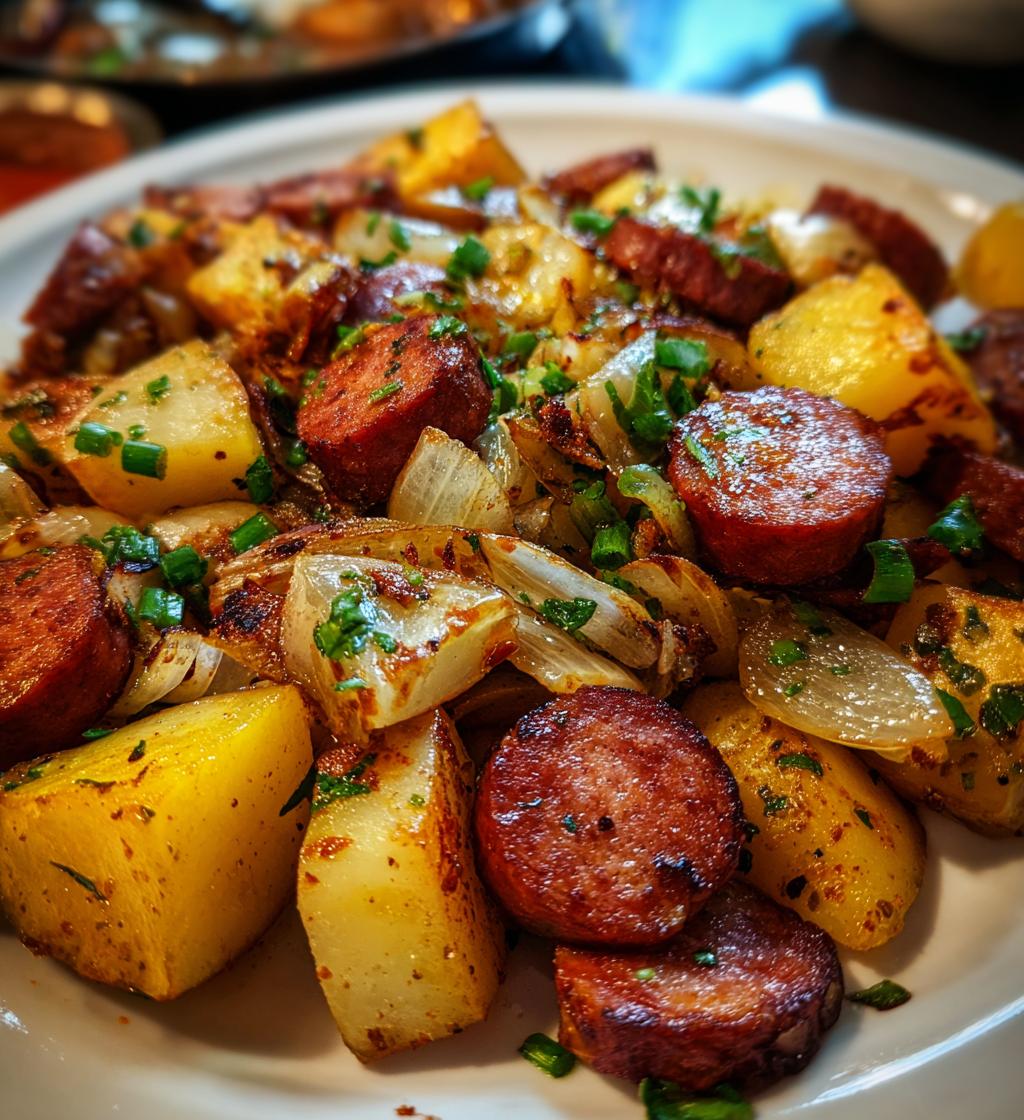smoked sausage and potatoes skillet