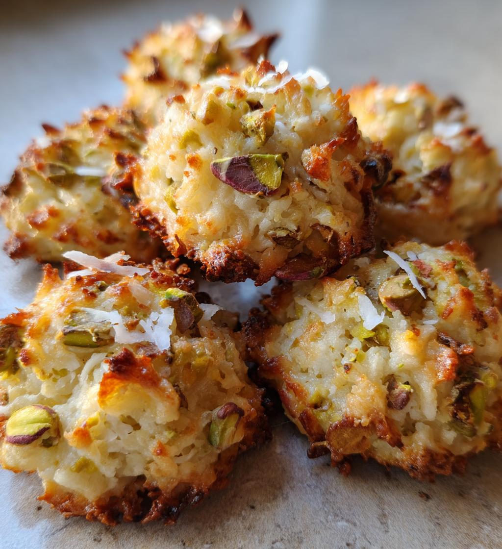 soft chewy pistachio coconut macaroons