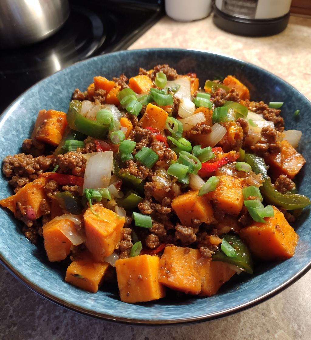 southwestern ground beef sweet potato skillet - detail 1