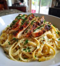 spicy cajun chicken linguine in creamy garlic parmesan sauce