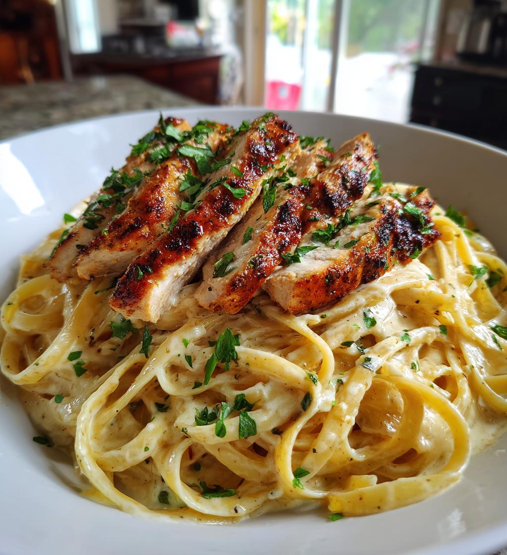 spicy cajun chicken linguine in creamy garlic parmesan sauce