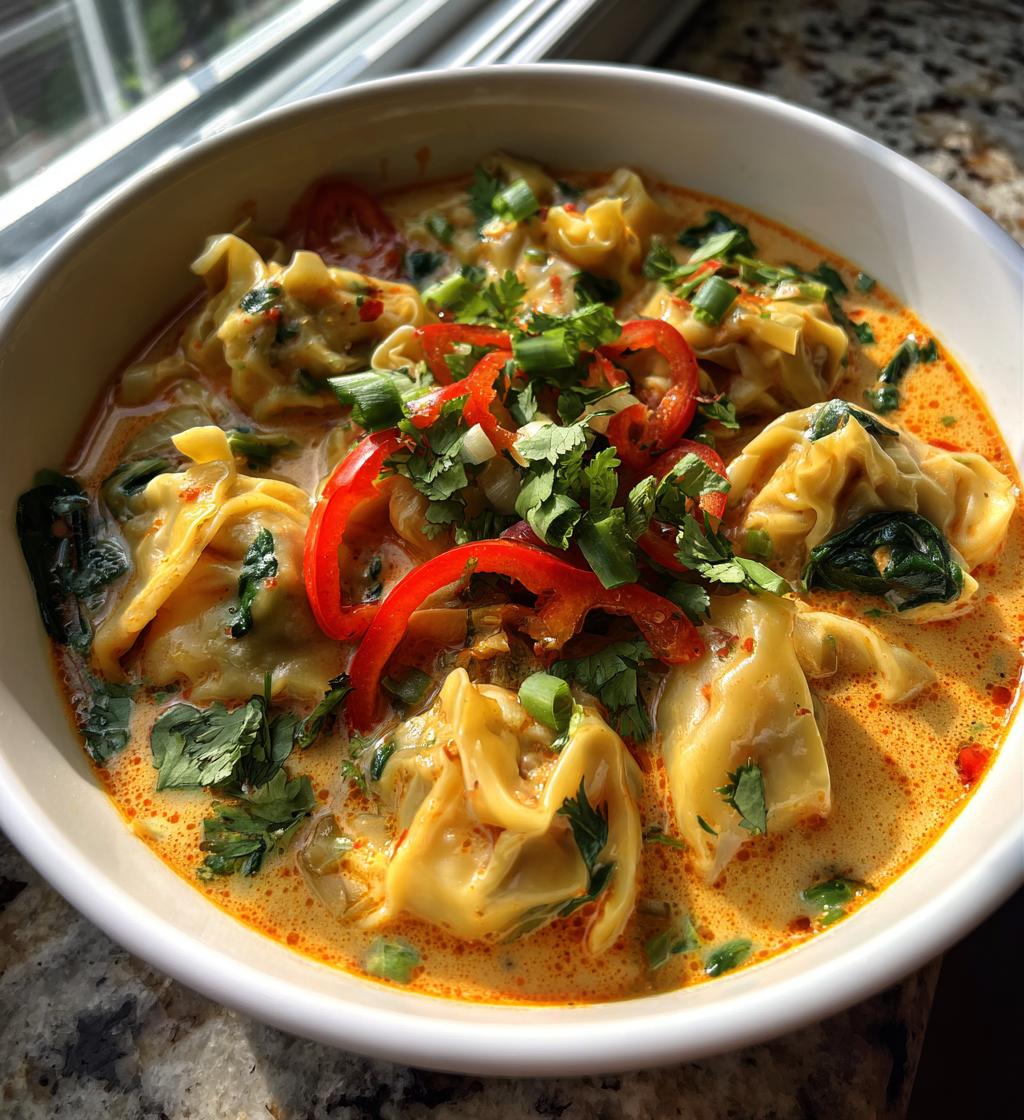 spicy red curry wonton soup