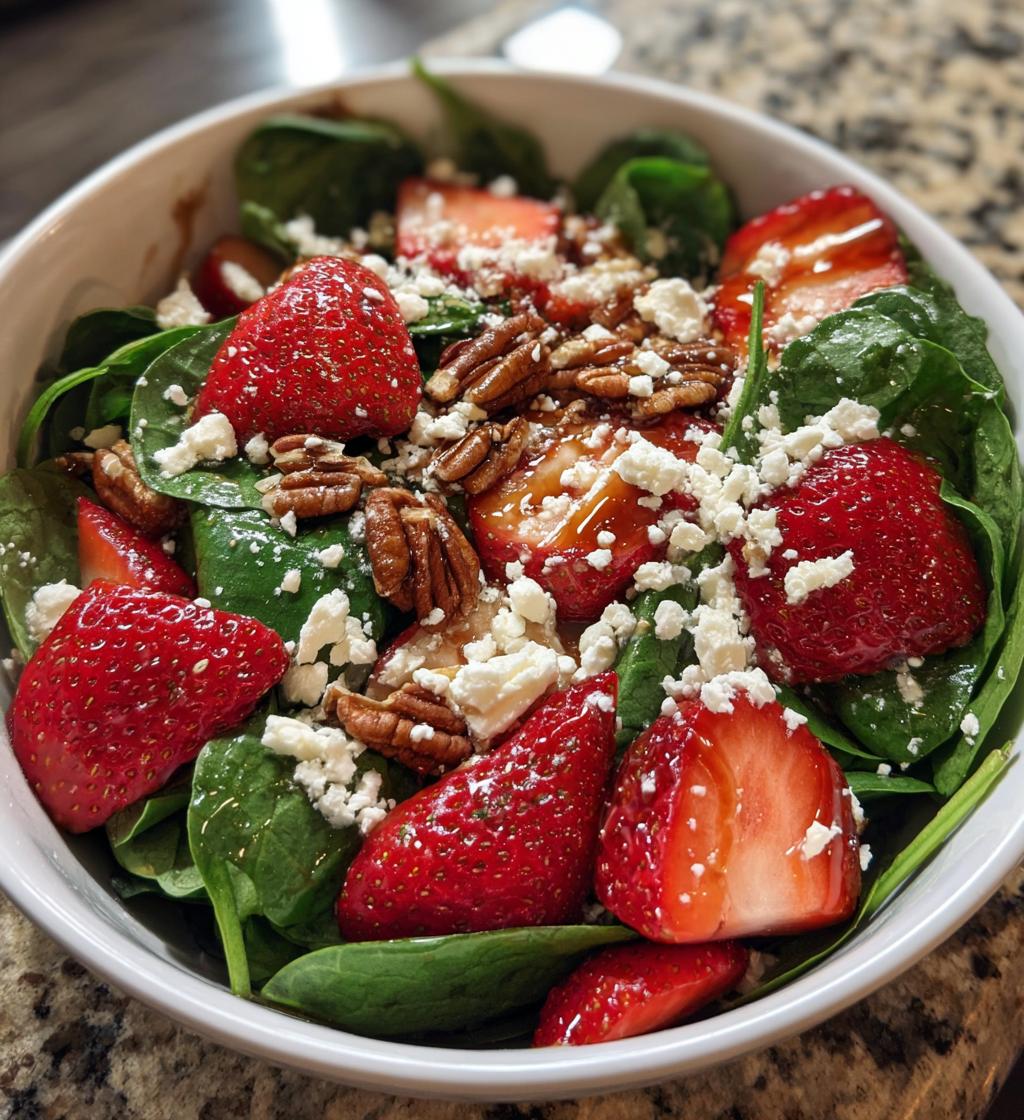 spinach strawberry salad pecans - detail 1