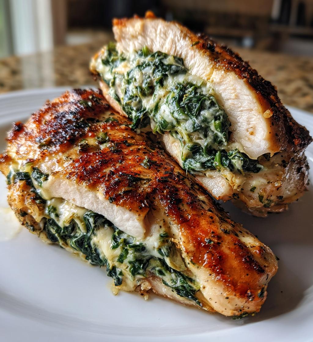 spinach stuffed chicken - detail 1