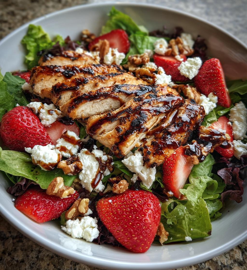 strawberry balsamic chicken salad - detail 1
