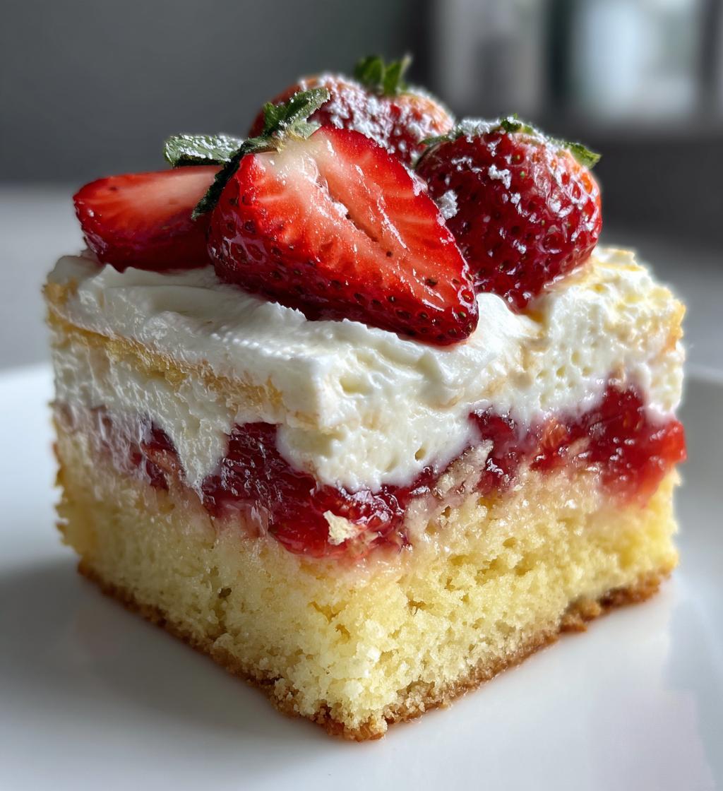 strawberry cheesecake poke cake