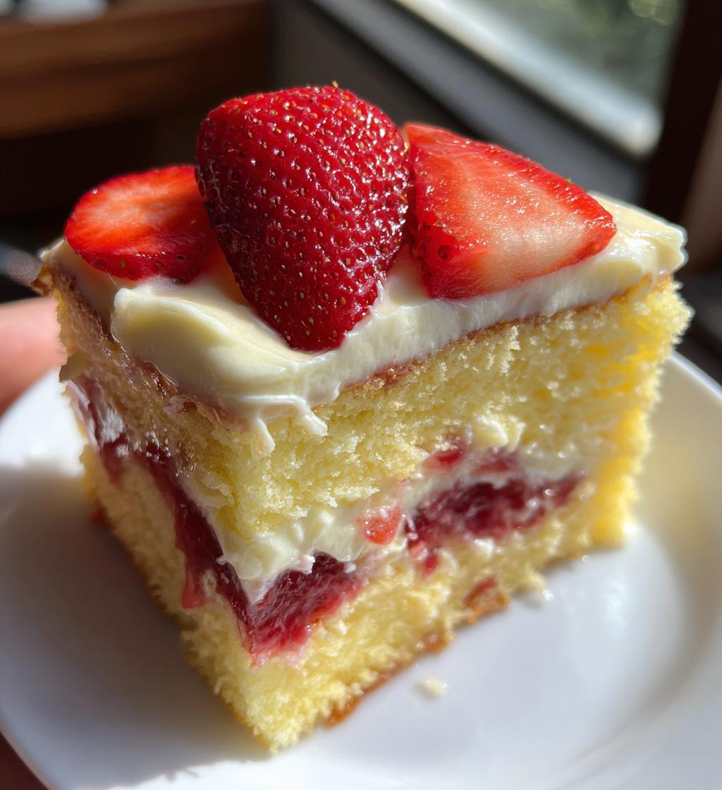 strawberry cheesecake poke cake