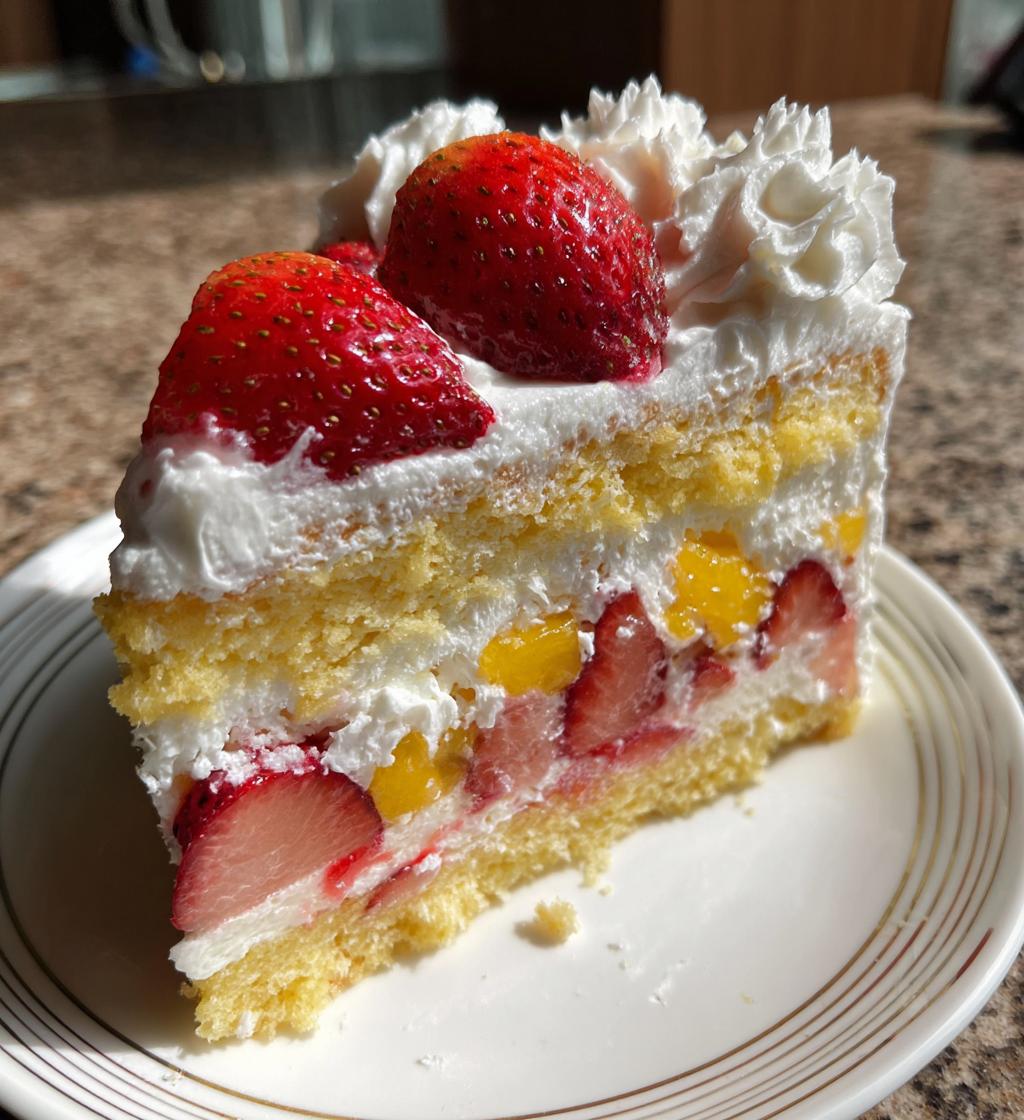 strawberry mango cake - detail 1