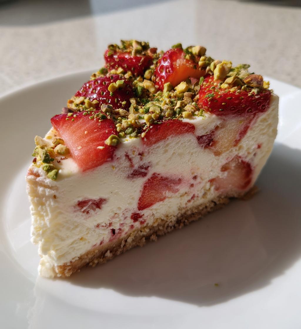 strawberry pistachio cheesecake