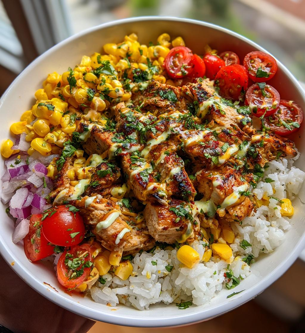 street corn chicken rice bowl - detail 1