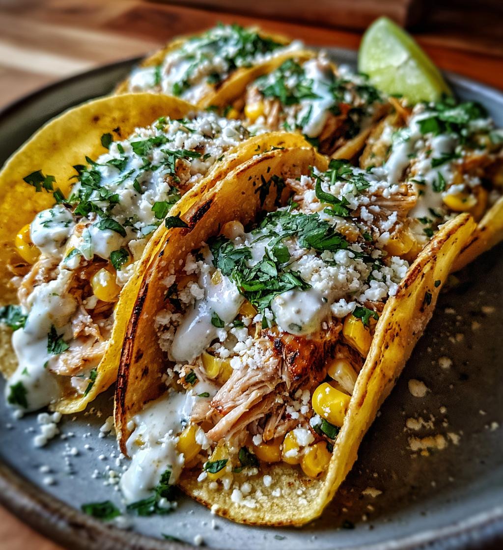 street corn chicken tacos - detail 1